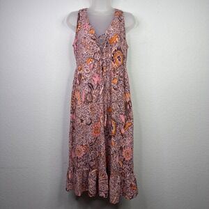 Madewell Dress Womens 4 Pink‎ Floral Batik Sleeveless Lace Romantic Cottage Boho